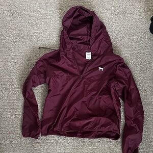 PINK Victoria's Secret Burgundy Hooded Rain Jacket